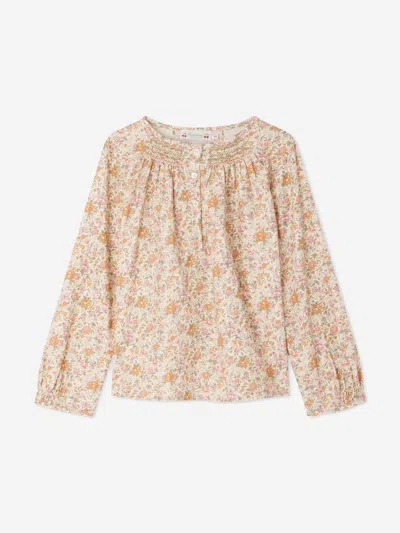 Bonpoint Girls Smocked Liberty Poldie Blouse In Pink