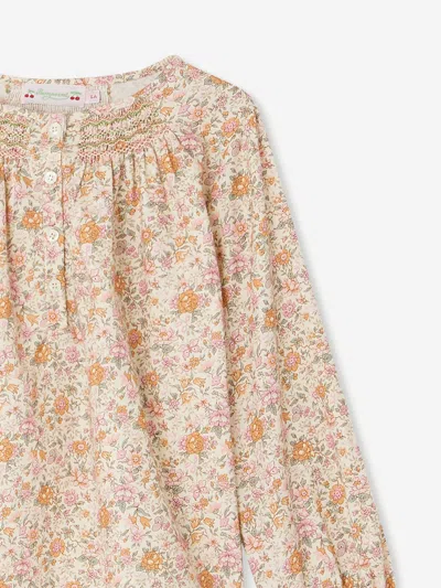 Bonpoint Girls Smocked Liberty Poldie Blouse In Pink