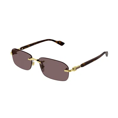 Gucci Rimless Rectangle-frame Sunglasses In Gold