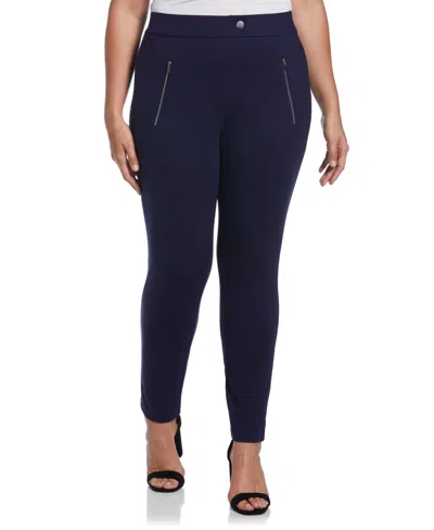 Rafaella Plus Size Classic Fit Pull-on Ankle Pant With Zipper Detail In Peacoat
