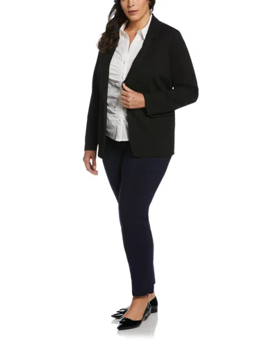 Rafaella Plus Size Ruched Front Poplin Long Sleeve Button-down Shirt In White