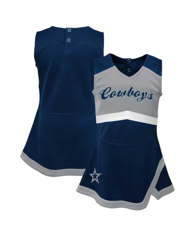 Outerstuff Girls Infant Navy Dallas Cowboys Cheer Captain Jumper Dress In Navy Heath