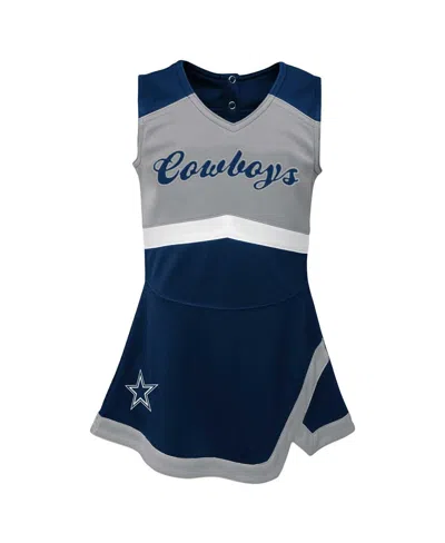 Outerstuff Girls Infant Navy Dallas Cowboys Cheer Captain Jumper Dress In Navy Heath