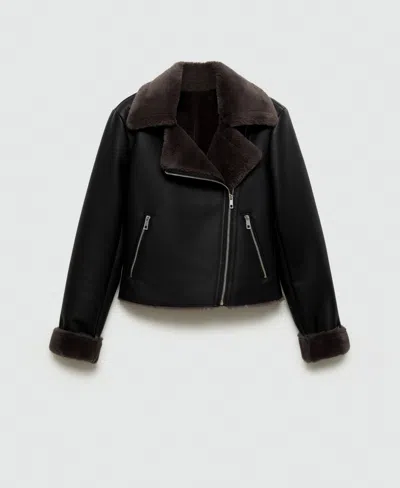 Mango Women's Faux Shearling-lined Jacket In Black