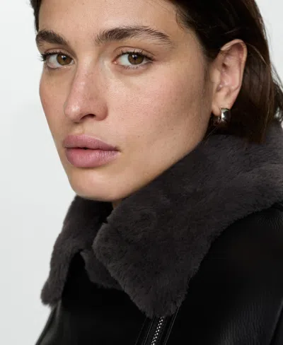 Mango Women's Faux Shearling-lined Jacket In Black