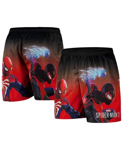 Chalk Line Men's Black Spider-man Spider-man 2 Poster Art Retro Shorts In Black,red