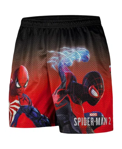 Chalk Line Men's Black Spider-man Spider-man 2 Poster Art Retro Shorts In Black,red