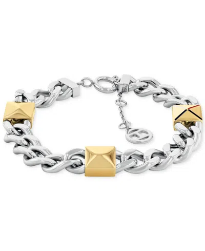 Tommy Hilfiger Two-tone Studded Chain Bracelet In Two Tone