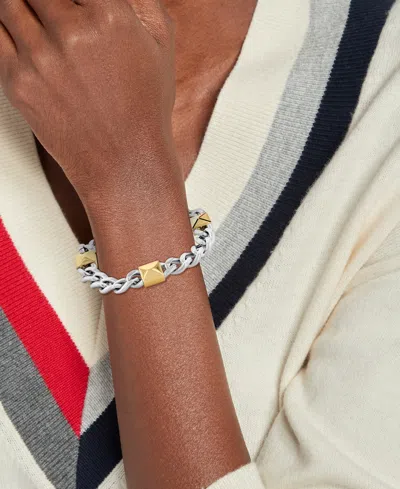 Tommy Hilfiger Two-tone Studded Chain Bracelet In Two Tone