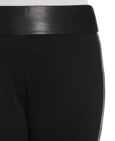 Rafaella Plus Size Faux Leather Trimmed Pull-on Pant In Black