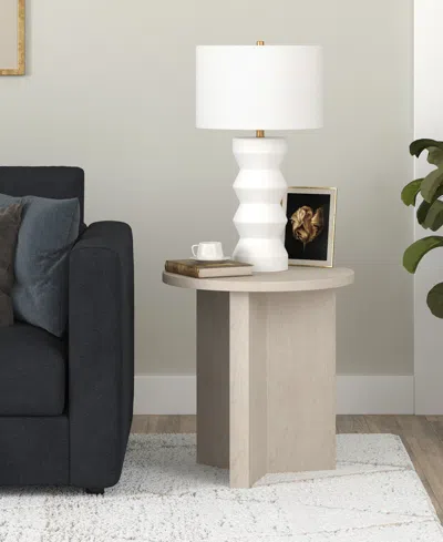Hudson & Canal Anders 20" Wide Round Side Table In Alder White In Alder White