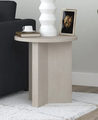 HUDSON & CANAL ANDERS 20" WIDE ROUND SIDE TABLE IN ALDER WHITE 