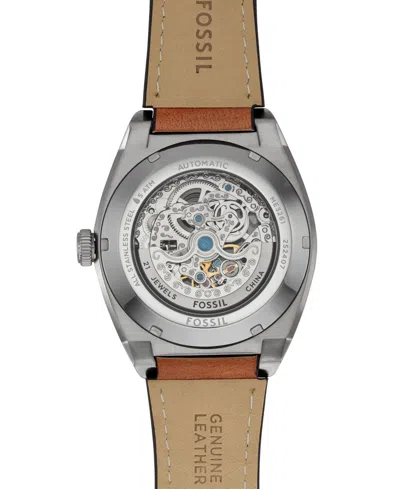 Fossil Men's Everett Automatic Brown Leather Watch 42mm In Brown