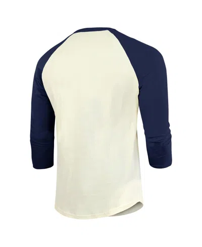 Majestic Men's Cream/navy Boston Red Sox Raglan 3/4-sleeve T-shirt In Cream Navy
