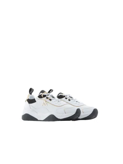 Armani Exchange Logo-charm Leather Lace-up Sneakers In White