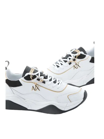 Armani Exchange Logo-charm Leather Lace-up Sneakers In White