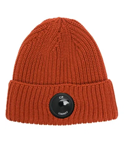 C.p. Company Lens-detail Beanie In Orange