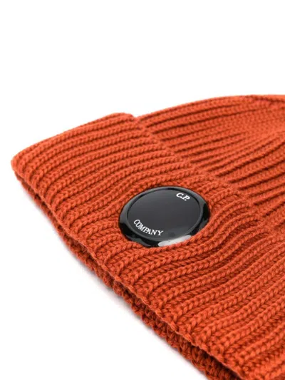 C.p. Company Lens-detail Beanie In Orange