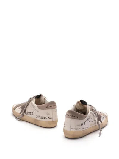 Shop Golden Goose Super Star Nappa Upper Nylon Tongue Suede Star And Heel In White Taupe Cinder