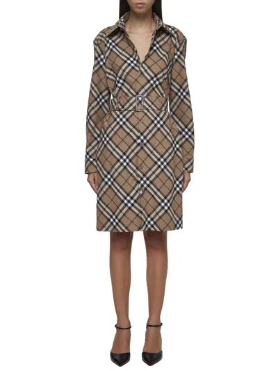 Shop Burberry Dress In Linden Ip Check