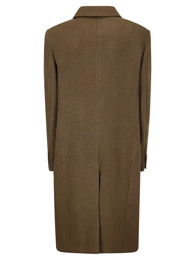 Low Classic Fluffy Wool Single Mac Coat In Brown