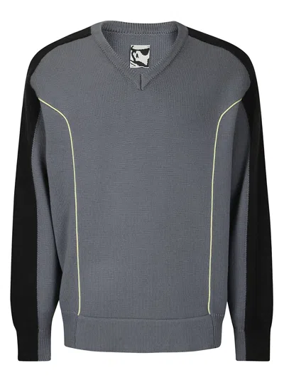 Gr10k Piping V-neck In Cool Gray
