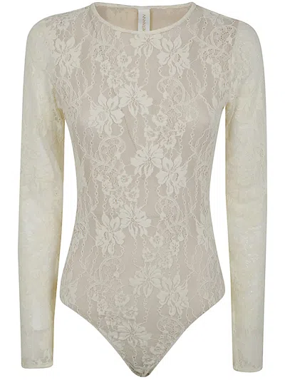 Shop Zimmermann Lace Bodysuit In Cream