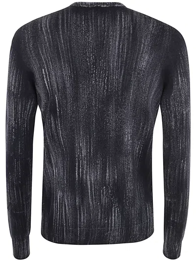 Shop Avant Toi Tonal Effect Round Neck Reversible Pullover In Navy Blue