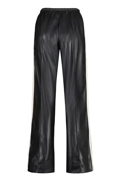 Palm Angels Loose Fit Track Pants With Faux Leather Effect In Black