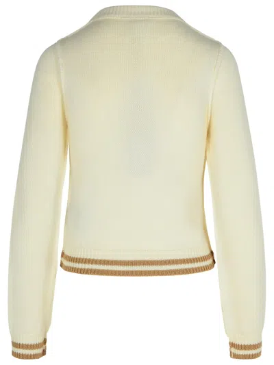 Shop Palm Angels Bear Cream Wool Sweater In Off White