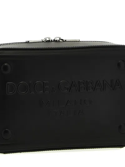 Shop Dolce & Gabbana Embossed Logo Shoulder Strap In Black