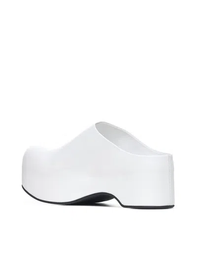 Marni Leather Chunky Sabot Clogs In Lily White