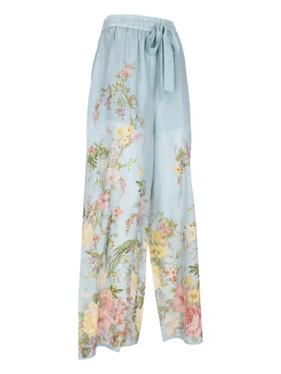 Shop Zimmermann Waverly Wide Pants In Light Blue