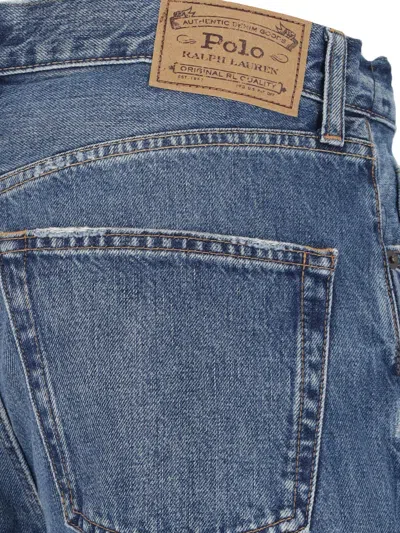 Shop Polo Ralph Lauren Destroyed Straight Jeans In Blue