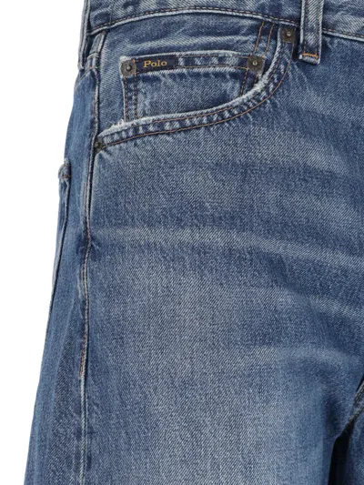 Polo Ralph Lauren Straight Leg Trousers Distressed Detail In Blue