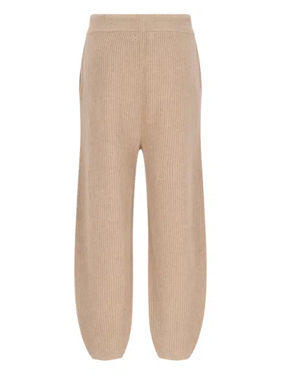 Polo Ralph Lauren Ribbed Texture Straight Trousers With Elastic Waistband In Beige