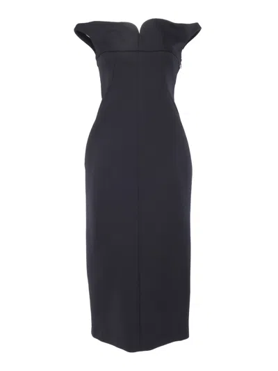 PHILOSOPHY DI LORENZO SERAFINI BLACK MIDI DRESS 