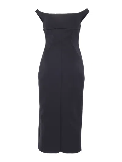 Philosophy Di Lorenzo Serafini Off-the-shoulder Tech Crepe Midi Dress In Blue