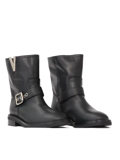 Via Roma 15 Nickel Buckel Boots In Black
