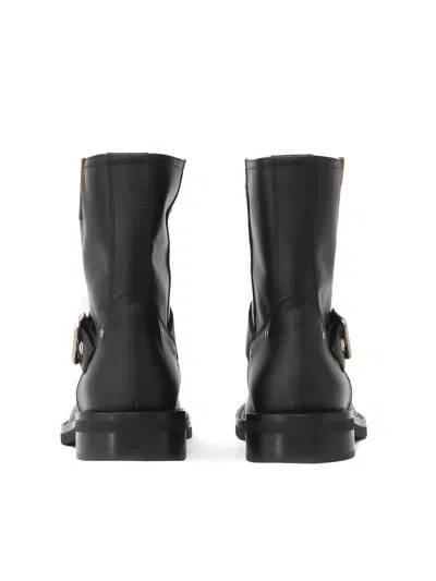 Via Roma 15 Nickel Buckel Boots In Black