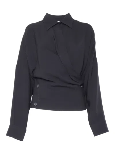 Philosophy Di Lorenzo Serafini Philosophy Di Lorenzo Serafin Draped Poplin Shirt In Black