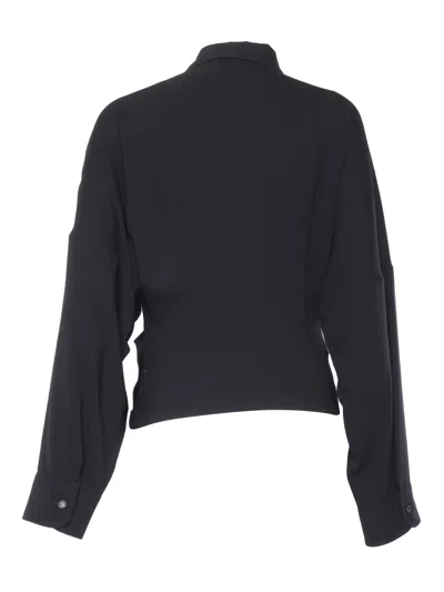Philosophy Di Lorenzo Serafini Philosophy Di Lorenzo Serafin Draped Poplin Shirt In Black