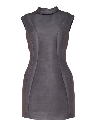 Shop Philosophy Di Lorenzo Serafini Gray Mini Dress In Grey