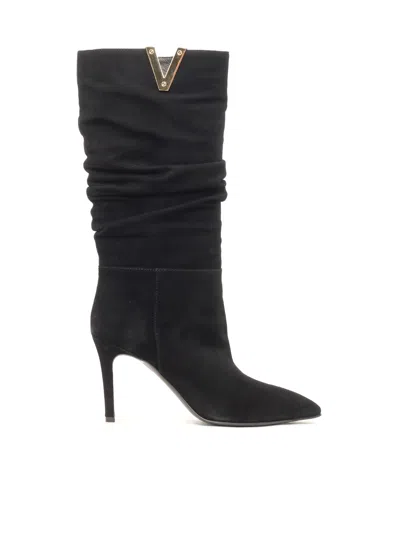 Via Roma 15 V-plaque Mid-calf Boots In Black