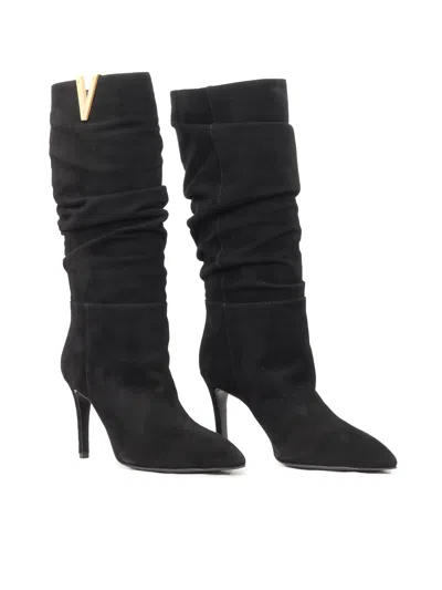 Via Roma 15 V-plaque Mid-calf Boots In Black