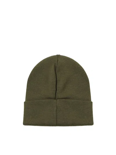 Dondup Beanie Hat With Applied Logo In Verde