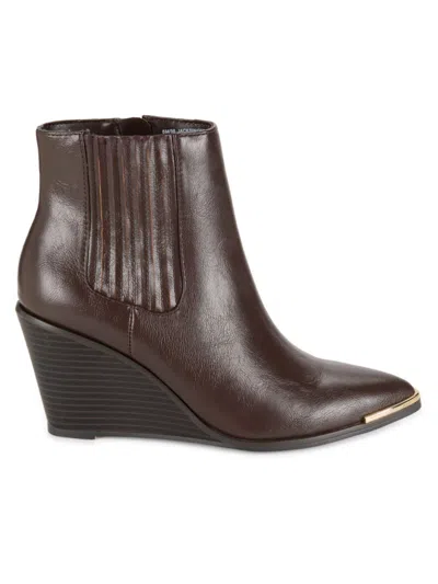 Bcbgeneration Women's Jacksin Wedge Dress Booties In Mocha