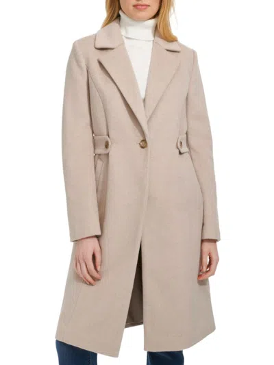 Cole Haan Slick Wool Blend Coat In Bone