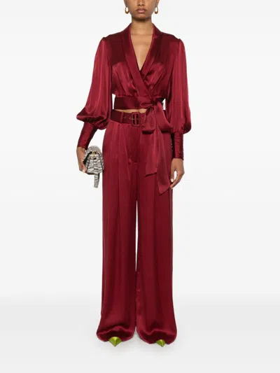 Shop Zimmermann Silk Palazzo Pants In Red