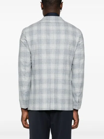 Eleventy Checkered Blazer In Blue